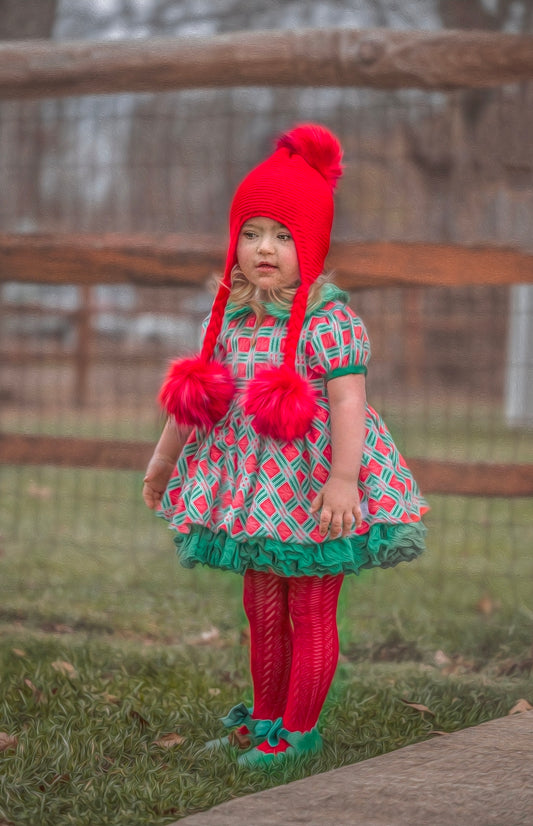 Triple pom crochet hat and scarf set