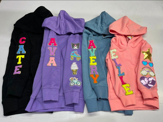 Personalized sweatshirt chenille patches