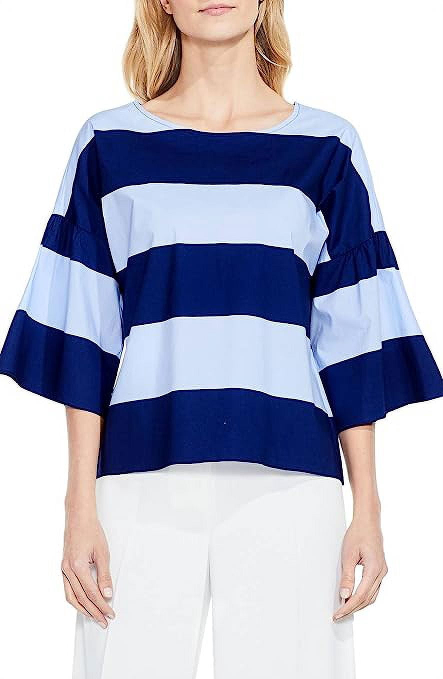 Vince Camuto Camden Bell Sleeve Blouse, Deep Blue - Petite Large