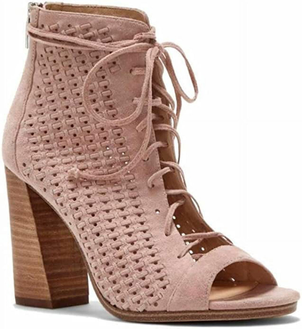 Vince Camuto Kevina Lace-Up Open Toe Bootie (8.5, Rose Quartz)