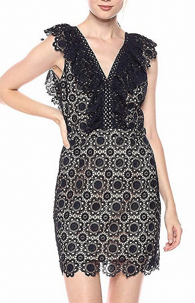 Womens Dress Large Sheath V-Neck Lace Open-Back L
