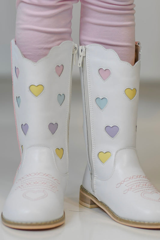 Confetti hearts embroidered cowboy boots