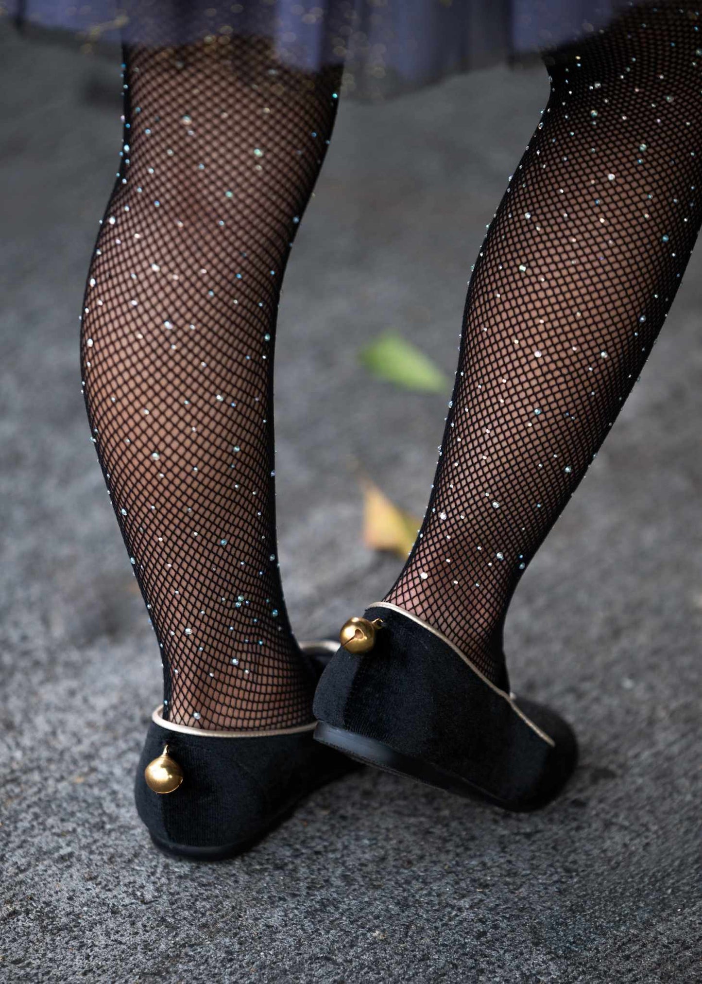 Luna Black cat velour kitty shoes with bell Ready to ship