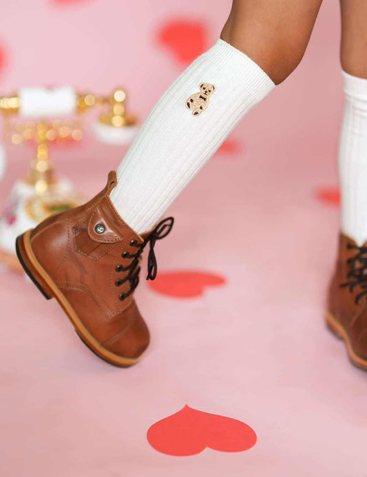 Teddy Bear embroidered socks