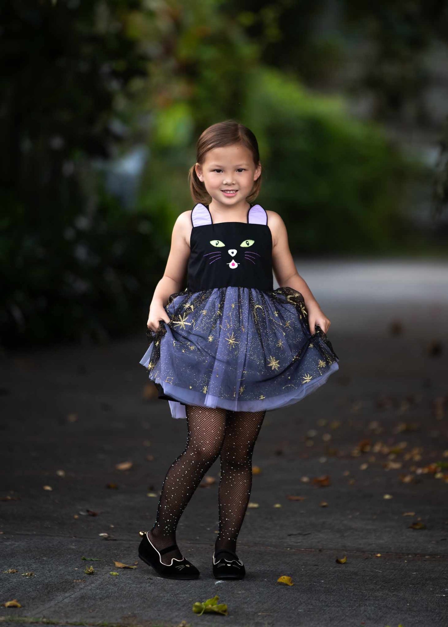 Luna Black cat velour kitty shoes with bell Ready to ship