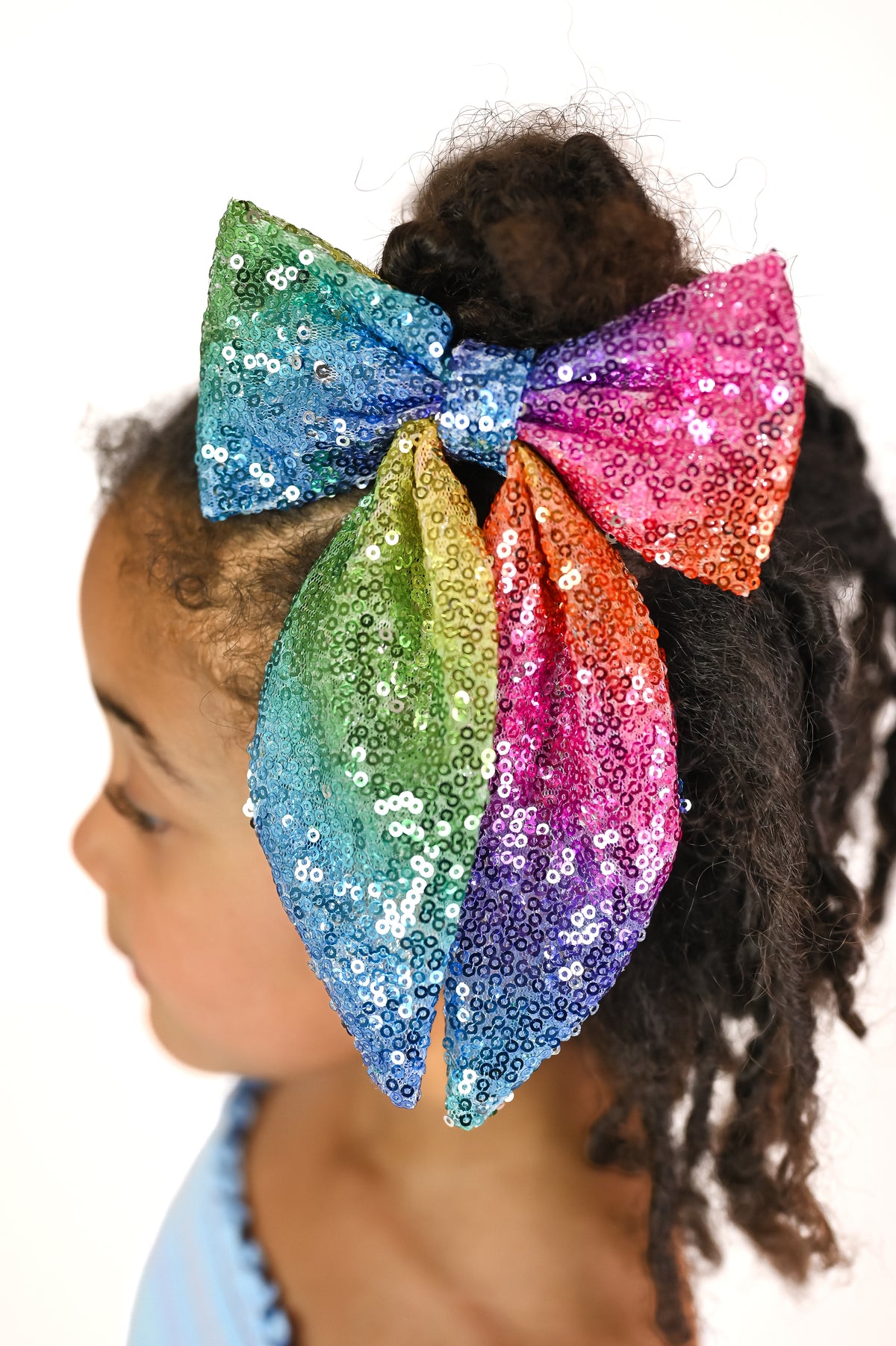 Sequin Ombre Rainbow Hair Bow