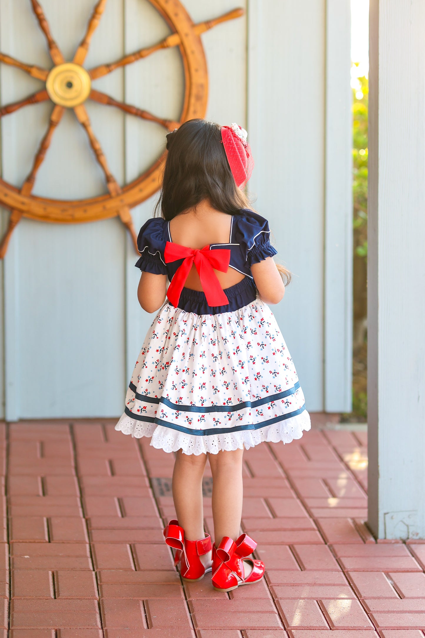 Aubrey Bow Shoes Patent red and black