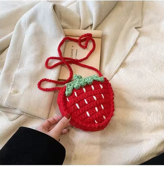 Strawberry crochet purse