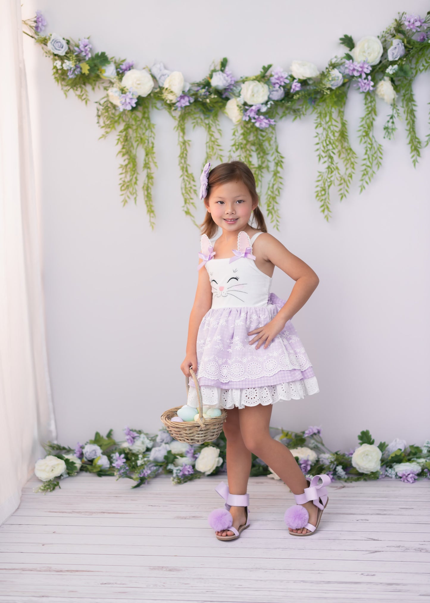 Natalie Bow Sandal Lavender pom pom