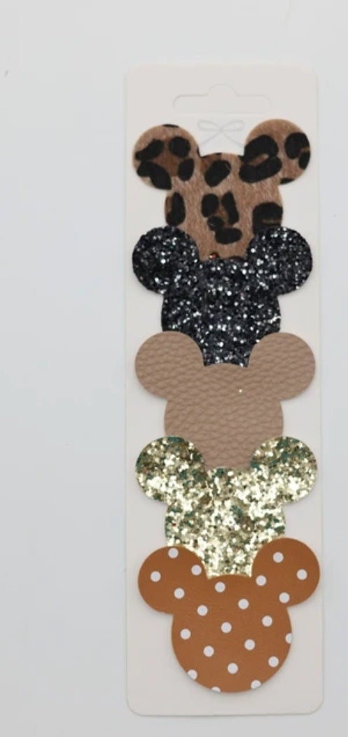 Mouse head hair clips set of 5