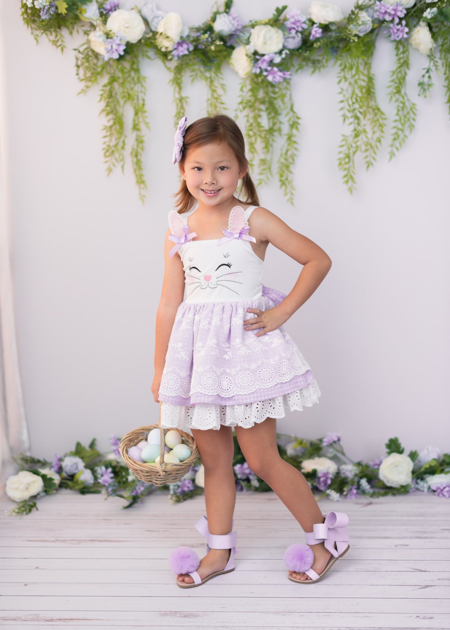 Natalie Bow Sandal Lavender pom pom