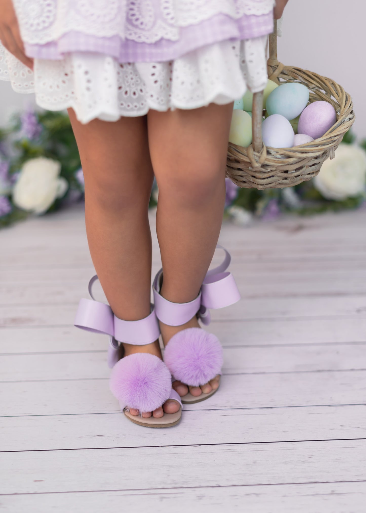 Natalie Bow Sandal Lavender pom pom