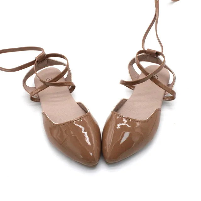 Pointy toe patent faux leather lace up shoes