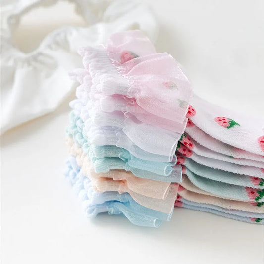 Strawberry Ruffle ankle sock