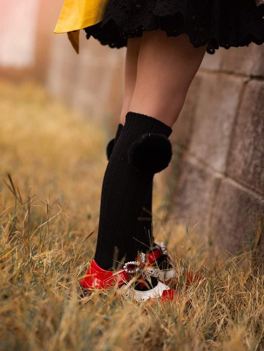 Sweet puff furry pom socks