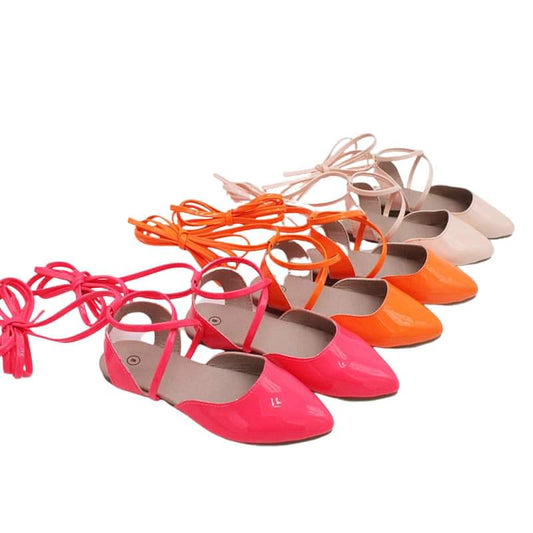 Pointy toe patent faux leather lace up shoes