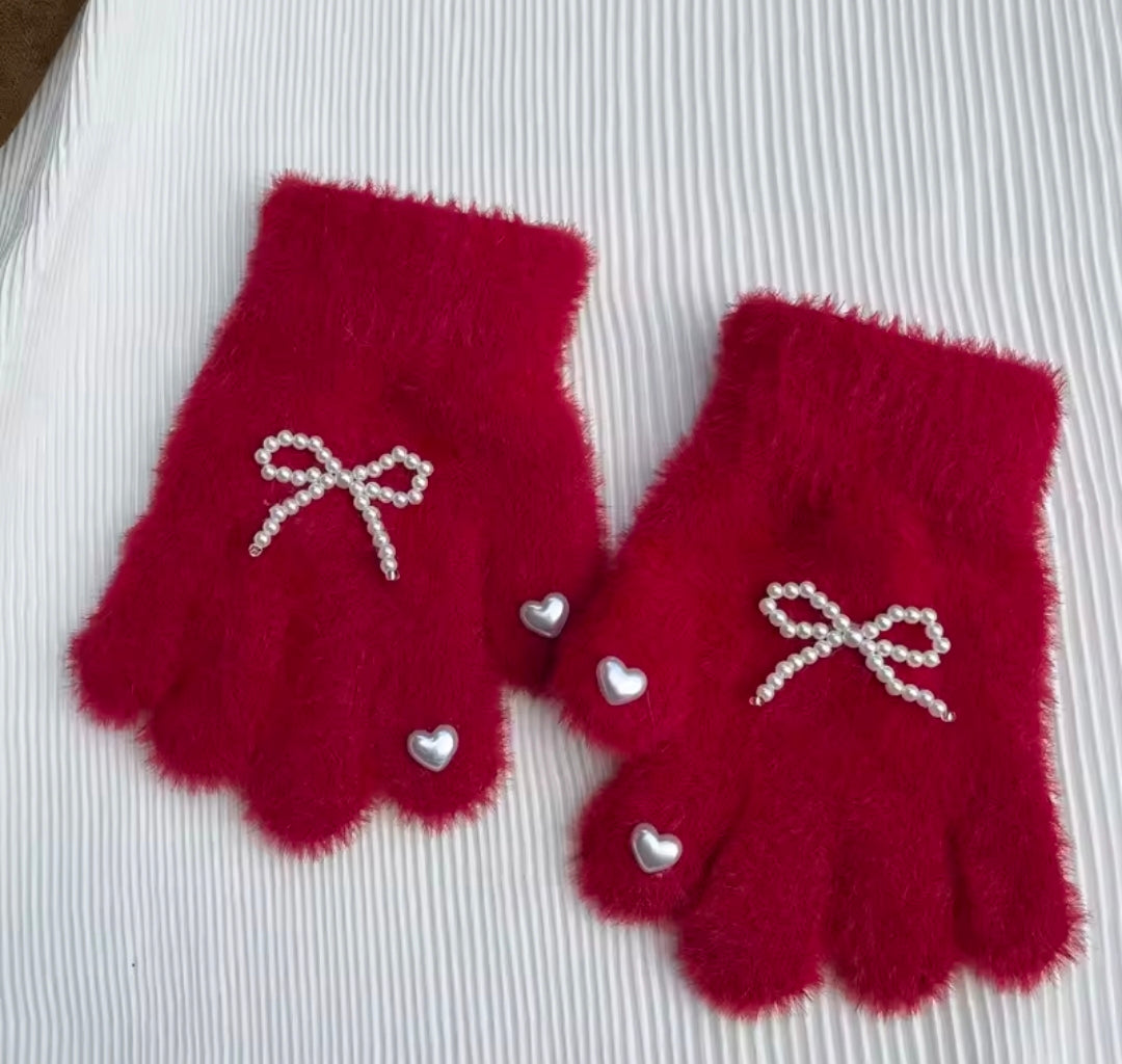 Pearl frost bow gloves