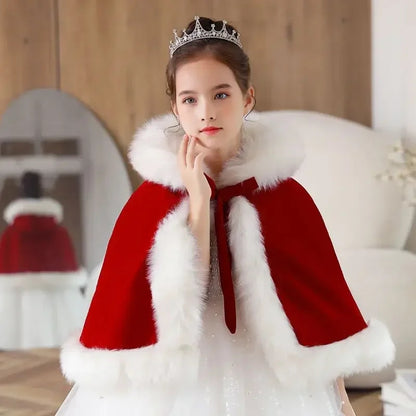 Santa baby hooded cape with fur