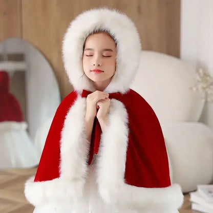 Santa baby hooded cape with fur