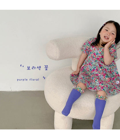 Floral ruffle top socks