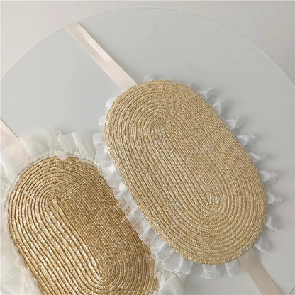 Lace straw bonnet