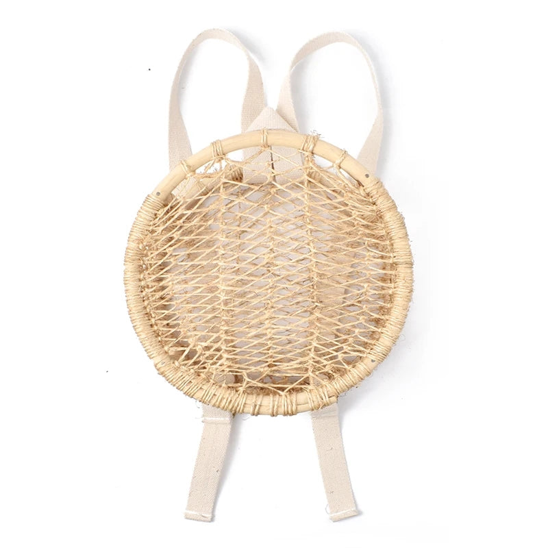 Natural woven backpack