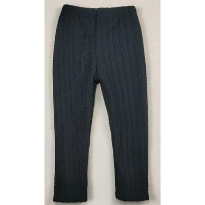 Fleece lined cable knit footless tights