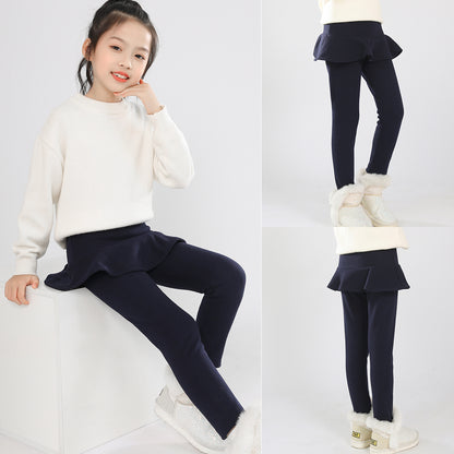 Skirted fleece lined leggings