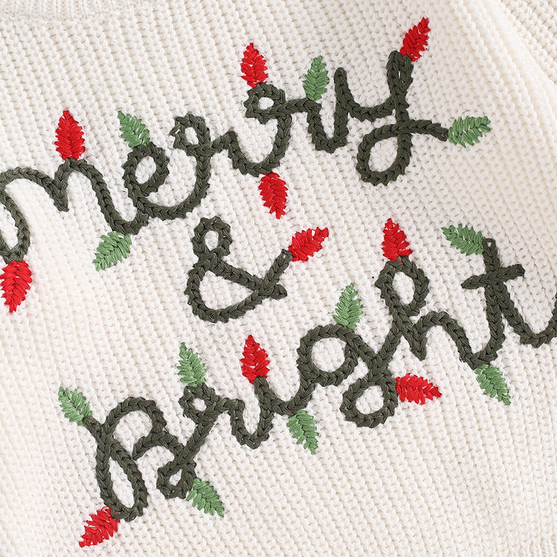 Joy Jolly Christmas embroided sweater