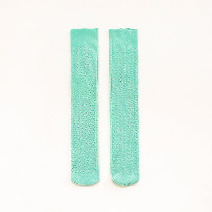 Pointelle bright knee high socks