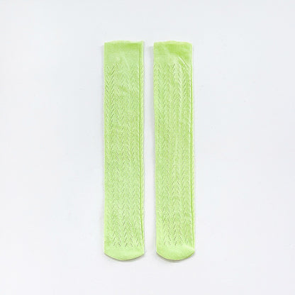 Pointelle bright knee high socks