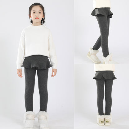 Skirted fleece lined leggings