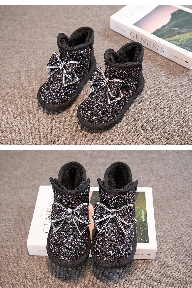 Cozy bling bow Winter boots