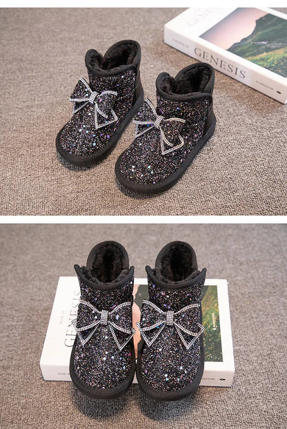 Cozy bling bow Winter boots