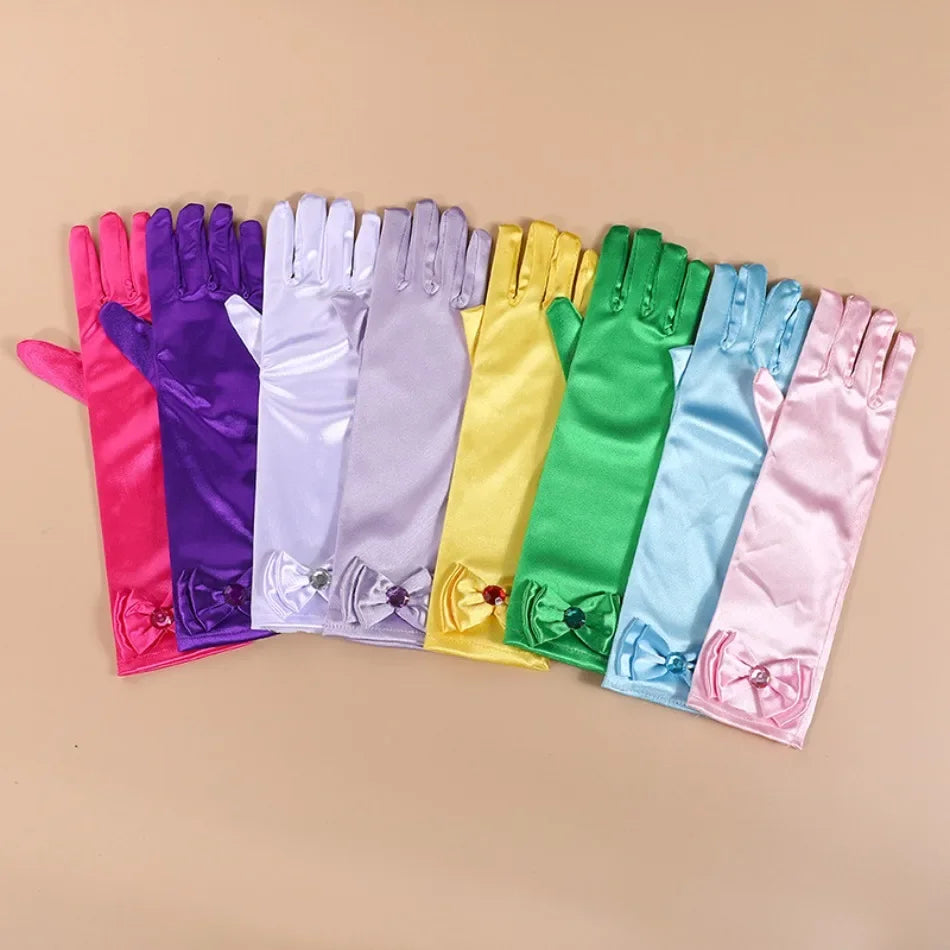 Long princess satin gloves