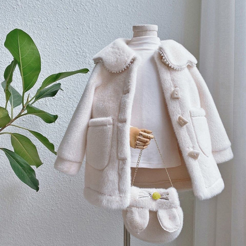 Faux fur pearl coat