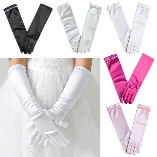 Long princess satin gloves