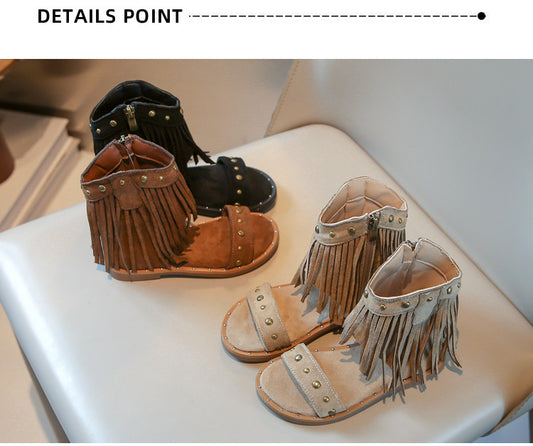 Saddle Fringe rivet sandals