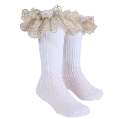 Gold lace socks