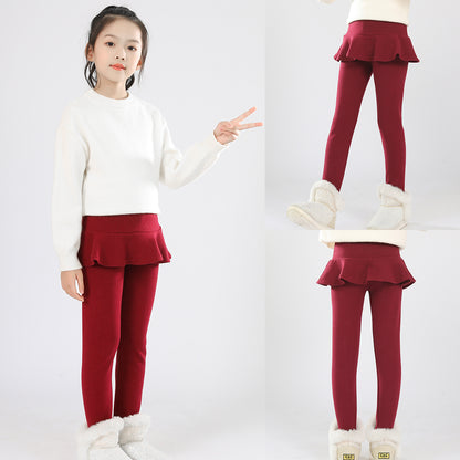 Skirted fleece lined leggings