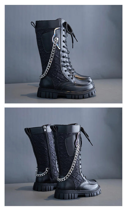 Kpop hunter tall combat chain boots pre order 6-7 weeks