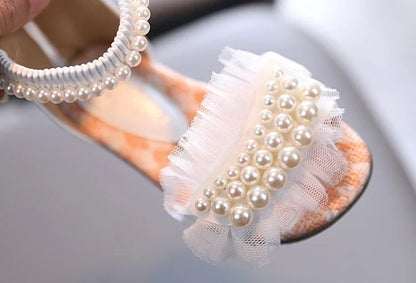 Pearl chiffon sandals
