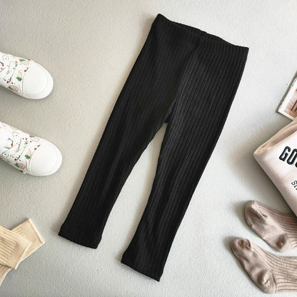 Fleece lined ribbed footless tights