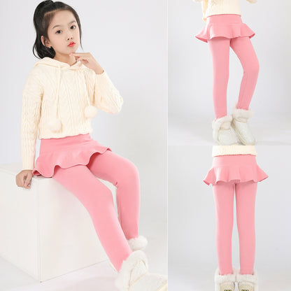 Skirted fleece lined leggings