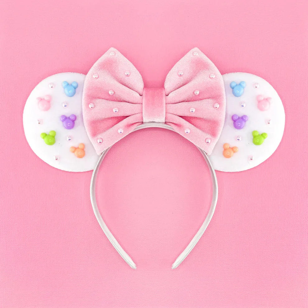 Minnie ears pearl bow headband