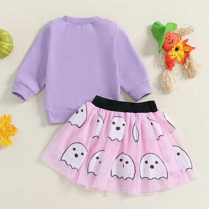Boo Witches Ghost Sweatshirt and tulle skirt set RTS