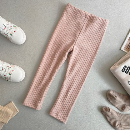 Fleece lined ribbed footless tights
