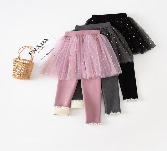 Skirted star tutu fleece lined leggings