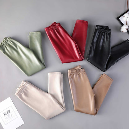 Faux leather fleece lined leggings