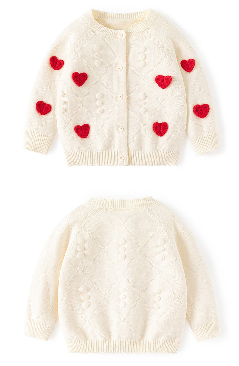 Heart contrast Knit cardigan